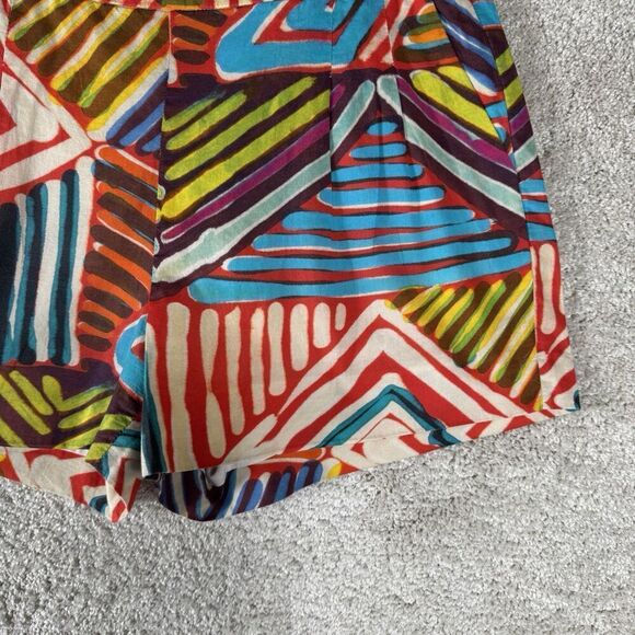 J Crew Collection Geo‎ Brushstroke Shorts Womens 6 Festival Multi Color Pleated - Picture 5 of 14